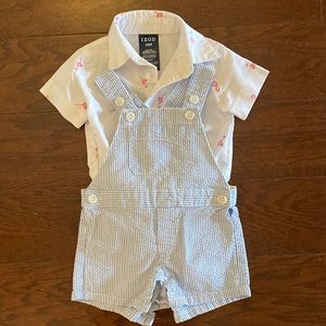 Light blue/white & flamingo shortall set